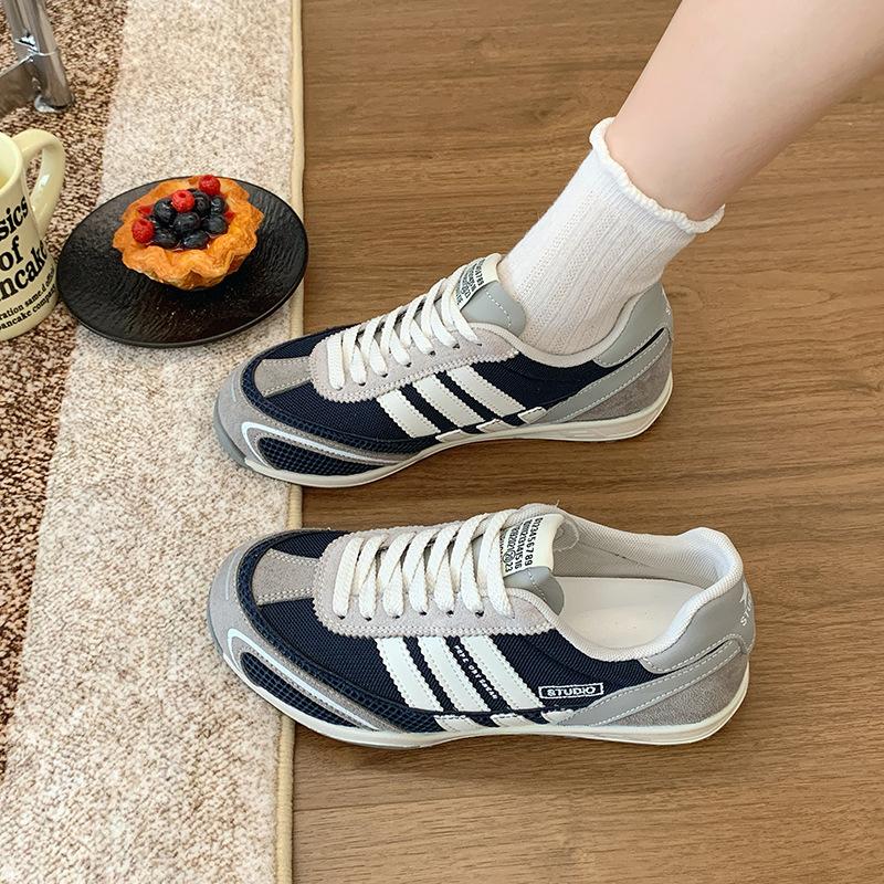 European genuine leather 2025 summer new color matching fashion versatile women's mesh racing German training shoes casual sports shoes