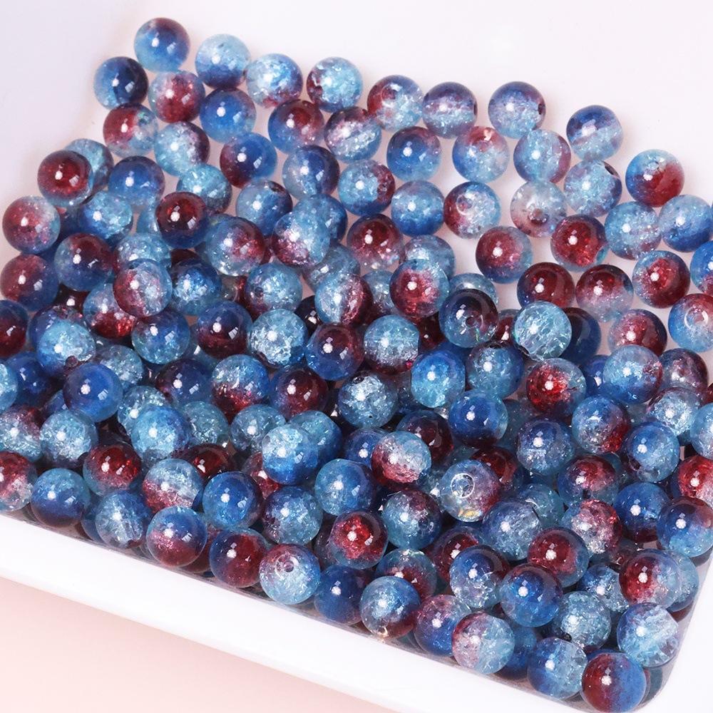 Yori 60 Piecess 10mm Dual Color Glass Loose Beads for Handmade DIY Bracelet Necklace Jewelry Making Supplies Decorative Beads