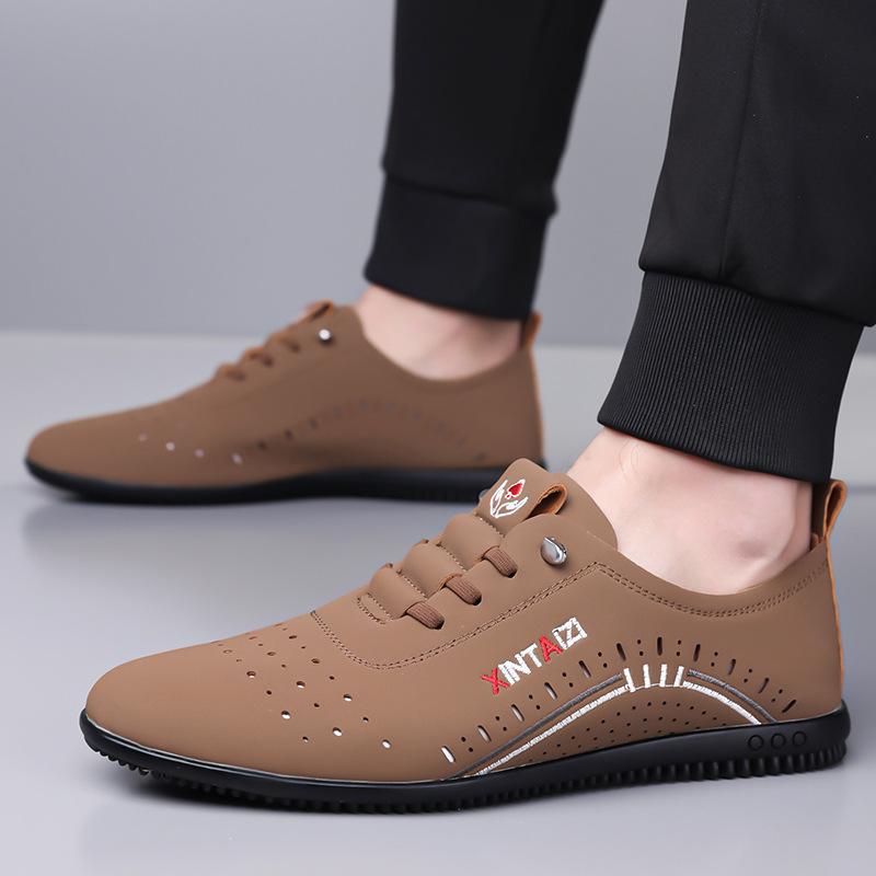 Summer Trendy Shoes Fashionable Versatile Personality Men's Casual Business Leather Shoes Crocodile Pattern Leather Surface Trend One Pedal Men's Shoe