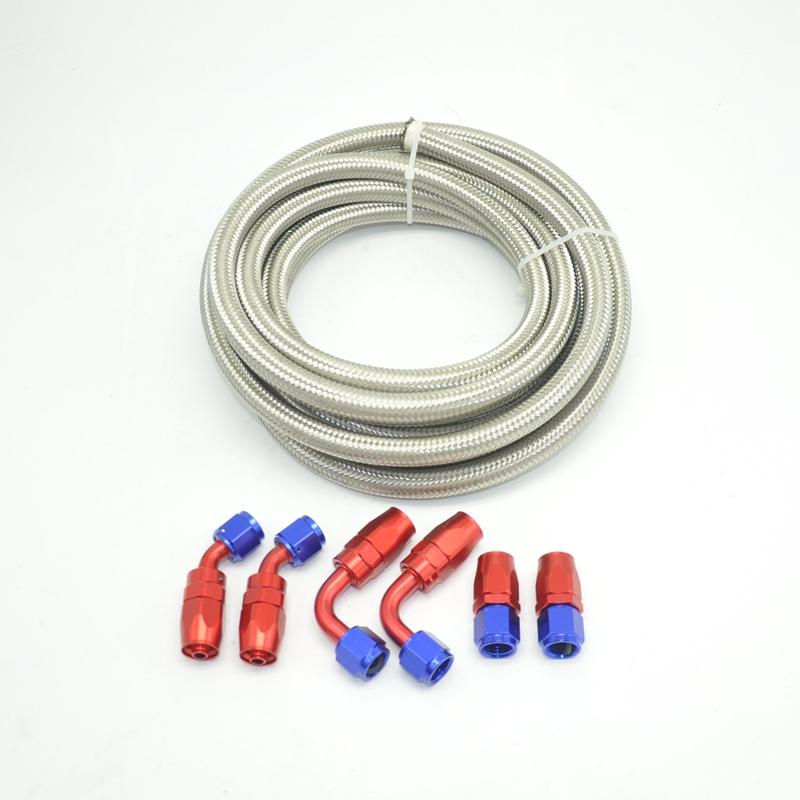 5 Meter AN8 Stainless Steel Braided Fuel Line Fitting Hose End Adaptor Kit Swivel 16.4FT