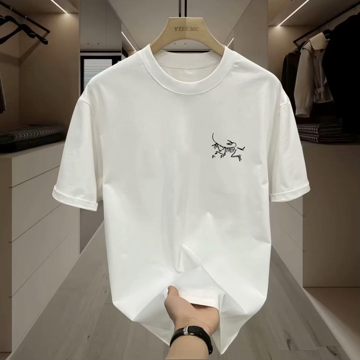 

Highend Niaojia Pure Cotton Tshirt Casual Halfsleeved Mens and Womens Top Loose Largesized Simple Printed Tshirt 4XL
