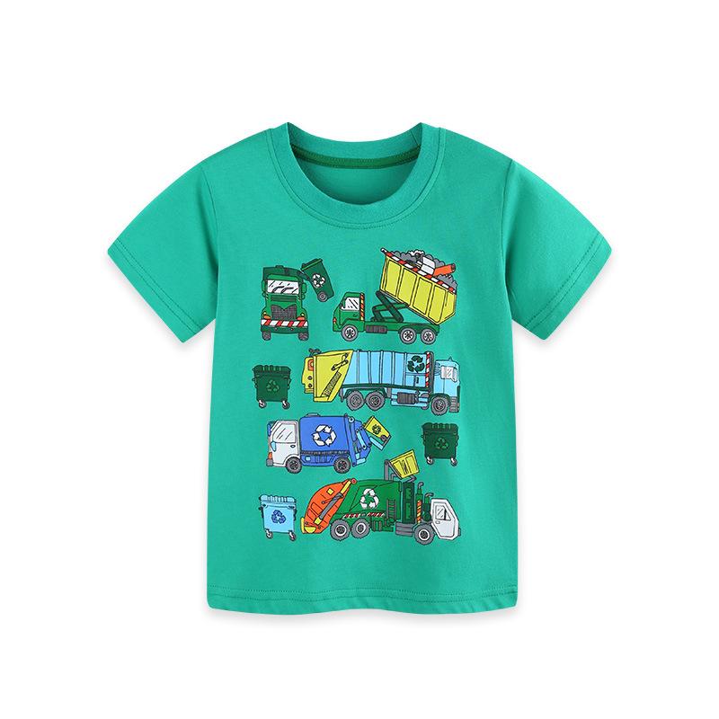 AostaBetty2026 Boys Cartoon Print Cotton T-Shirt - European & American Summer Style 2 Years (90 cm)