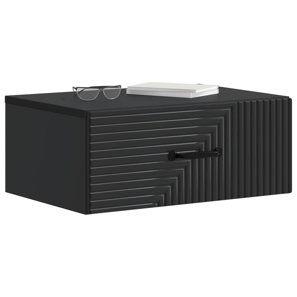Wall Mounted Nightstand Black 49 x 34.5 x 20 cm