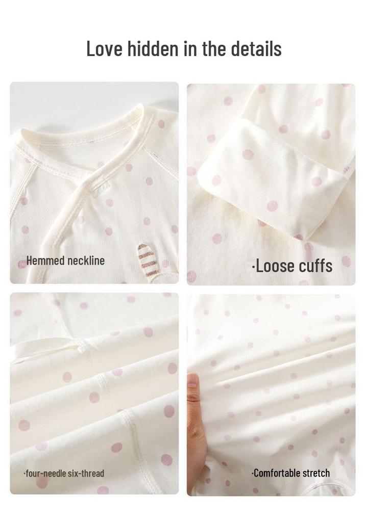 Newborn Summer Lightweight Cotton Romper - Butterfly Design, Bone-Free, Long Sleeve.