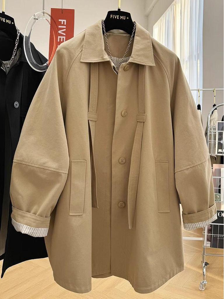 2025 High-End Ležérní Dámský Středně Dlouhý Trenčkot - Jaro/Podzim Tenká Pracovní Bunda Trend