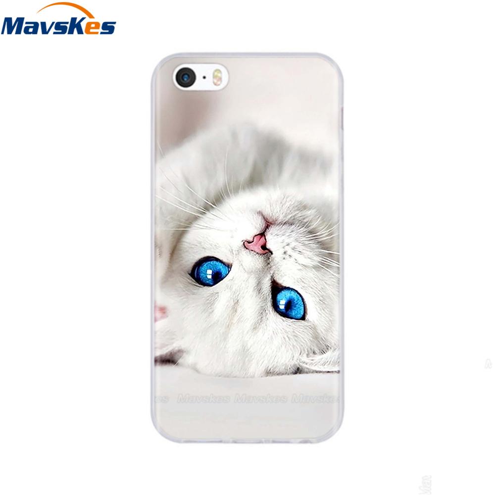 soft tpu case for iPhone 4 4s 5 5s SE 6 6s cute cartoon cat flower fashionable silicone phone case cover full protective coque