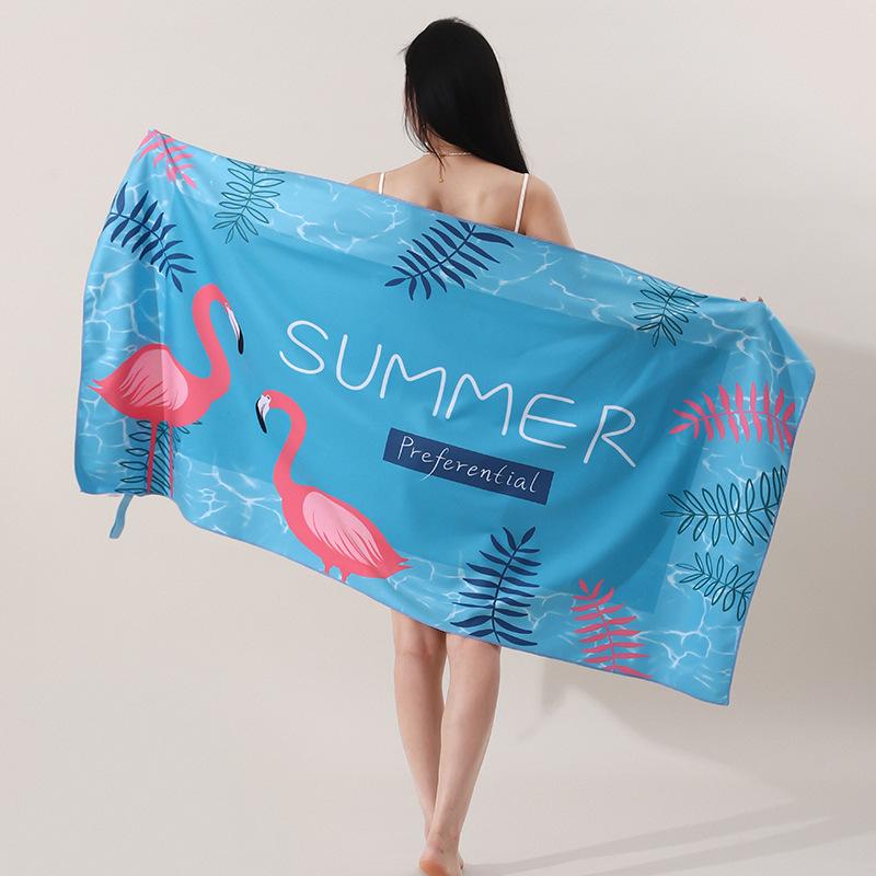 Ultra Fine Fiber Double-sided Velvet Beach Towel with Quick Drying, Absorbent Printing, Swimming Bath Towel, Beach Sunscreen