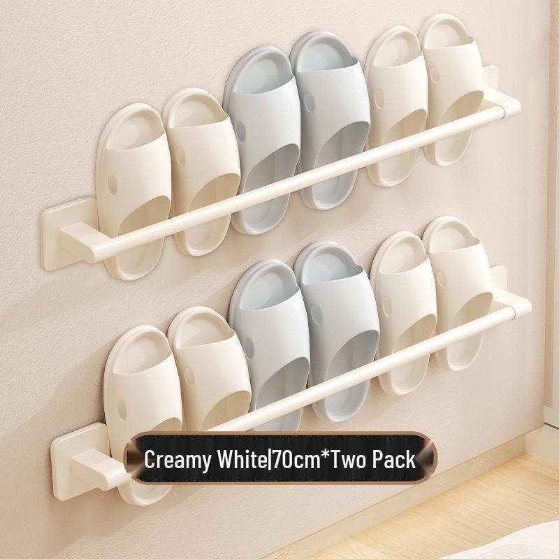 Punch-Free Wall-Mounted Bathroom Slipper Rack and Draining Storage Hanger