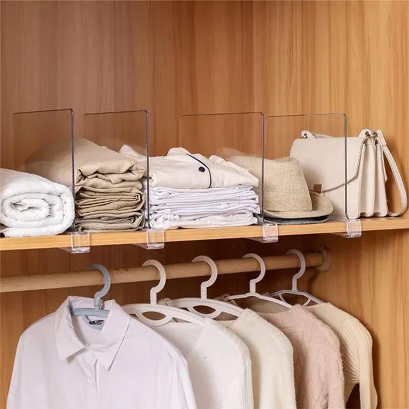 M-Modern-Transparent Shelf Dividers For Closet Organization - Wardrobe Organizer, Cupboard And Bookcase Partition Baffles