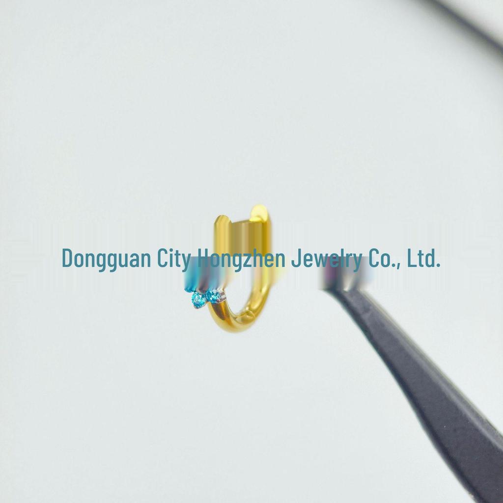 Titanium Alloy D-Shaped Gold Hoop Earrings with Backs for Ear Healing - Unisex Jewelry