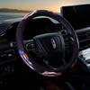 Car Steering Wheel Cover D-Shaped Handlebar Cover Summer Breathable Non-Slip Sweat-Absorbent Linen All-Season Universal Cartoon Cute for Women
