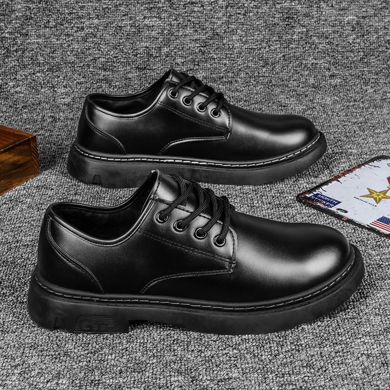 

Martin boots men s shoes low-top small leather shoes 2024 autumn four-season retro casual shoes British style heightening big head leather shoes 39 чёрный