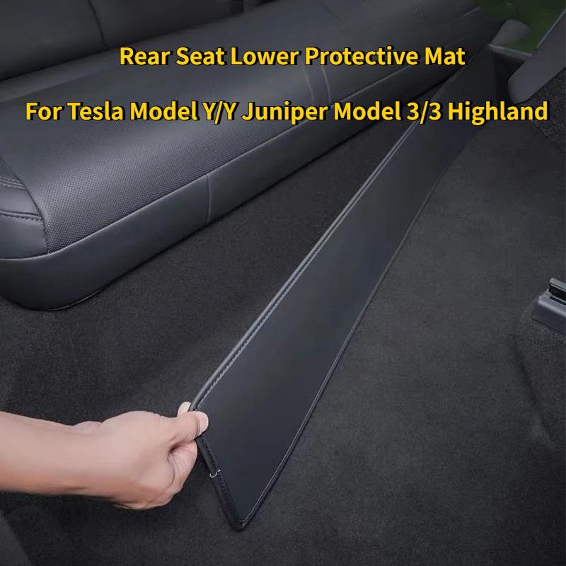 For Tesla Model Y Model 3 Highland Rear Seat Lower Protective Mat Leather Full Surround Seat Anti-Dirty Kick Pad Car Accessories