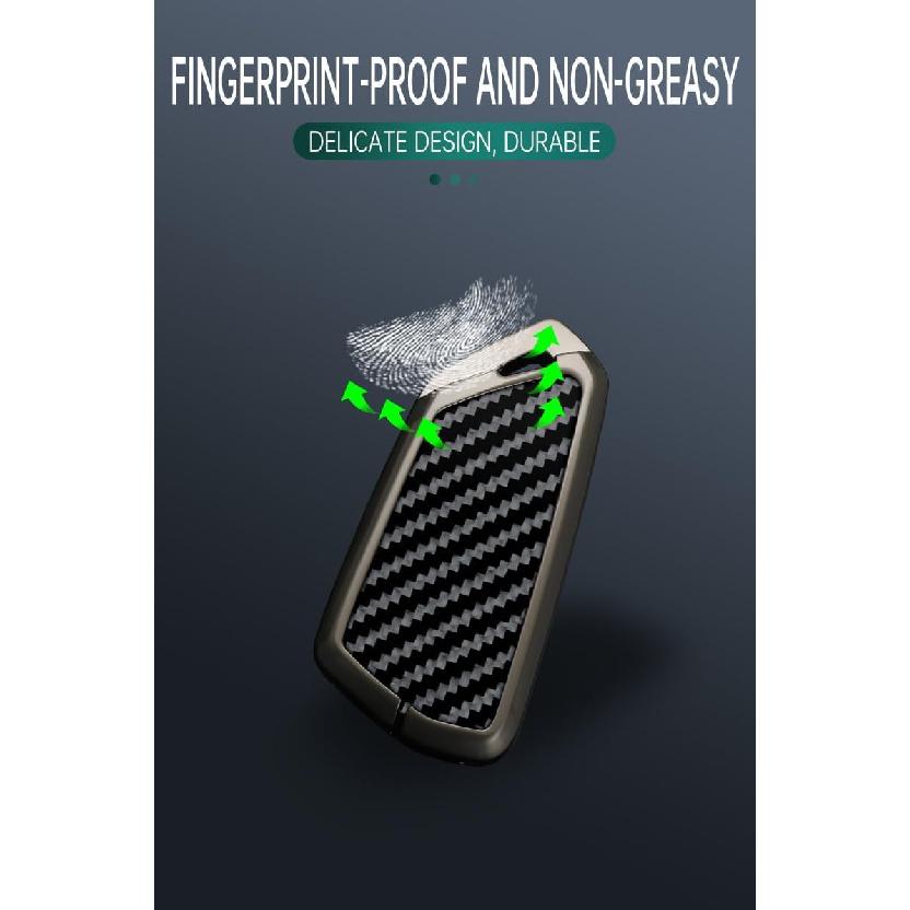 HIBEYO Smart Car Key Fob Cover for VW Volkswagen ID3 ID4 MK8 Golf 8 GTI Skoda Octavia Accessories with Keychian PVC Carbon Fiber Texture Key Case for