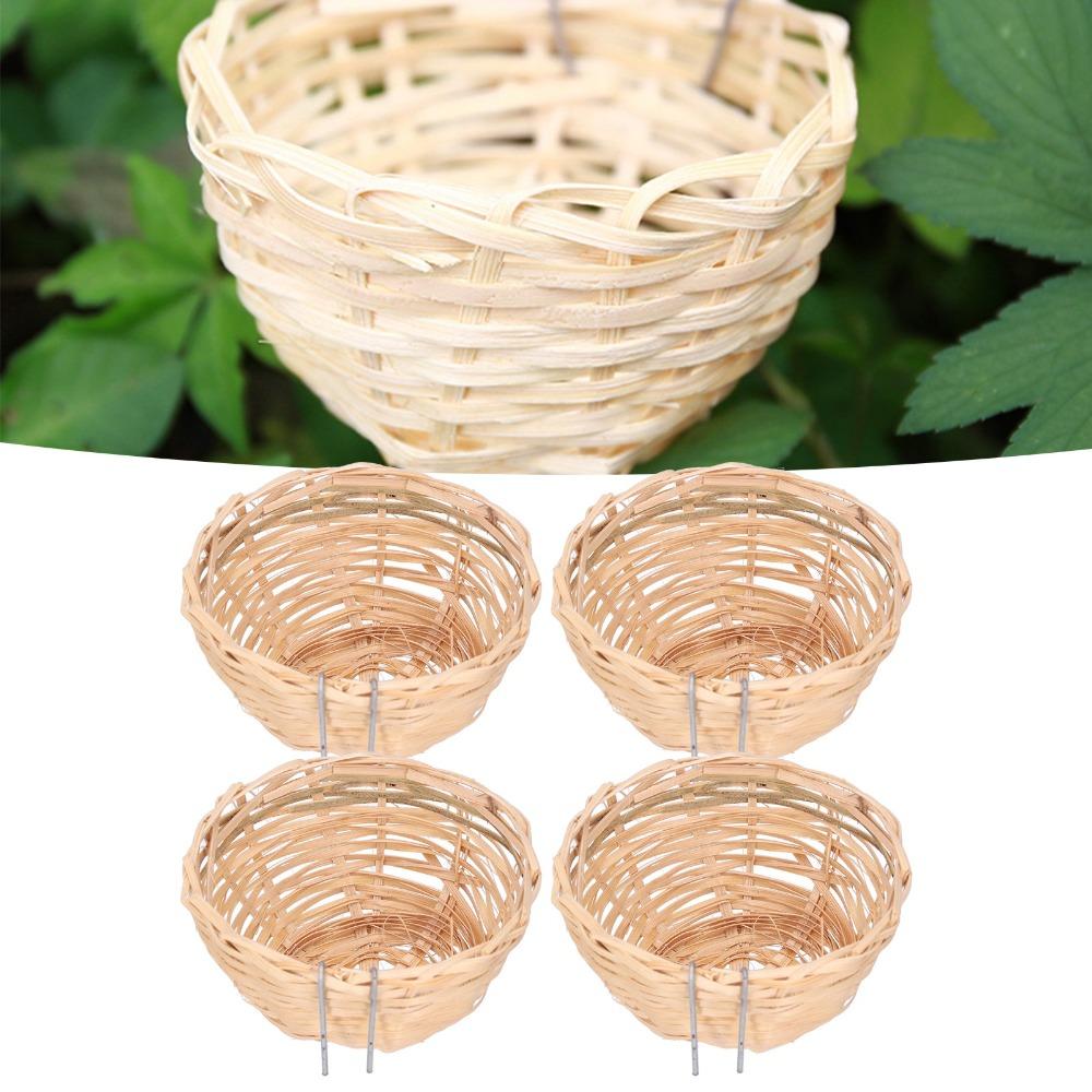 4Pcs Hook Design Bamboo Bird Nest Hand Woven Weaving Bird House Bird Nest With Hook  Cockatiels