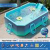 WEZHO 1.6m Inflatable-Free Kids Swimming Pool with Slide