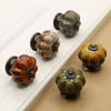 Simple Rural Single Hole Ceramic Pumpkin Handle European Style Round Cabinet Knob Vintage Leopard Pattern Drawer Knobs Cupboard