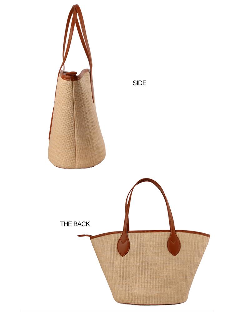 Korean Style Women's Straw Tote Bag - Large Capacity Woven Shoulder Bag for Beach or Commuting