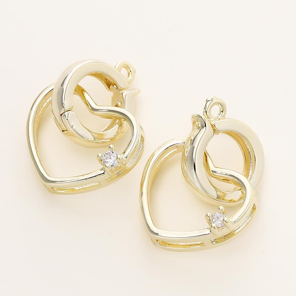 2/4pcs 14/18K Gold Color Plated Heart Bowknot Fasteners Closure Lock Connector Clasps For DIY Needlework Pearls Jewelry Making