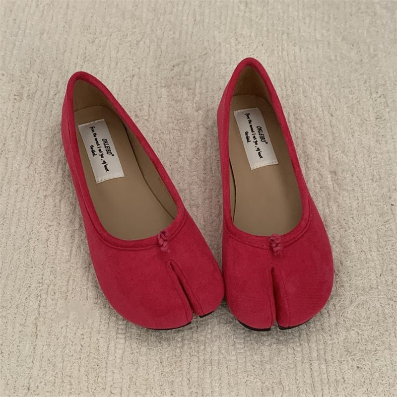 IPPEUM Velvet Mary Jane Shoes 2025 New Ballerinas Shoes Mujer Split Toe Ballet Flats