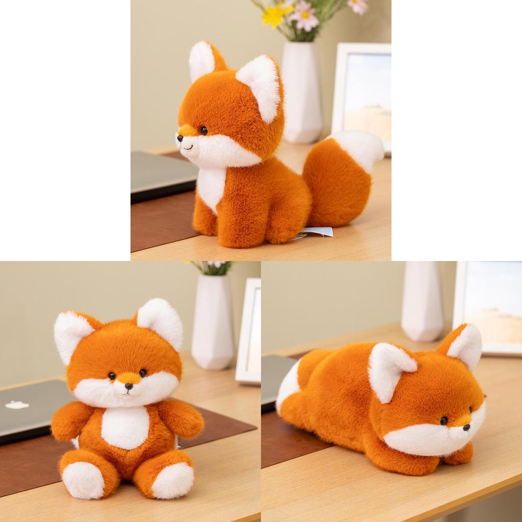 Cute Fox Plush Toy Desk Companion With Soft Pp Cotton For Office Decor And Gift