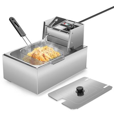 Aoresac 6L Elektrische Fritteuse mit Abnehmbarem Ölfilterkorb 1700W Edelstahl Automatisch