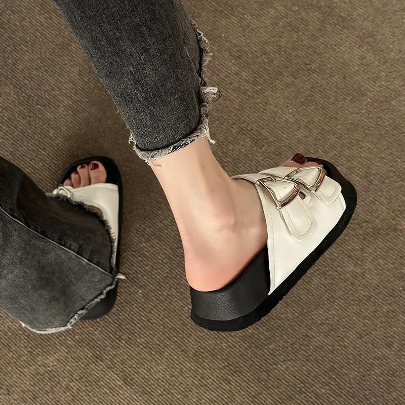 Модные женские сандалии Лето 2024 года Римские сандалии и тапочки на толстой подошве — фото 5