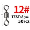 MEREDITH 50 STUKS/Partij Visdraaier Maten Solide Connector Kogellager Snap Visdraaiers Rollende Roestvrij Stalen Kralen