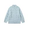 Unisex Vintage Half Turtleneck Cable Knit Cardigan Oversized Zip-Up Sweater Men Women Fall Winter