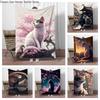 Cats Cherry Blossom Flannel Blanket Children Warm Soft Blanket for Sofa Bed Cover Blanket Suitable for Birthday Souvenir Gifts