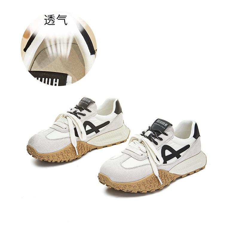 

Ретро цветовая гамма, двойные шнурки, весенние дышащие, новые, на толстой подошве, увеличивающие рост, кожаные женские спортивные туфли 40 бежевый