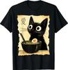 Camiseta Gráfica Divertida de Gato Ramen Camiseta Japonesa Kawaii Anime de Gato