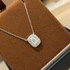 Musla Design 100% Pure 925 Sterling Silver Necklaces  For Women Gift Square Pave Aaa Zircconia Pendant Fine Jewelry