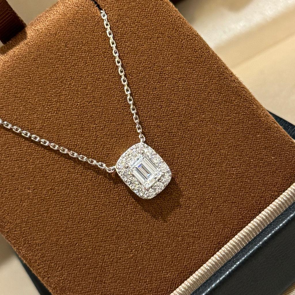 Musla Design 100% Pure 925 Sterling Silver Necklaces  For Women Gift Square Pave Aaa Zircconia Pendant Fine Jewelry