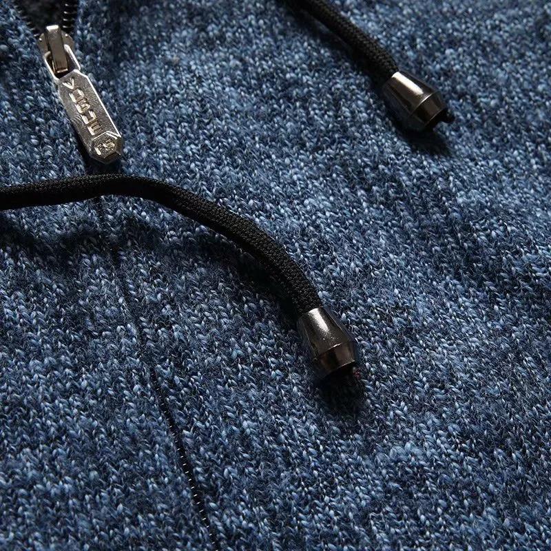 Pánský zimní kabát plus sametový zahušťovací móda pletený svetr kabát cardigan pro udržení tepla