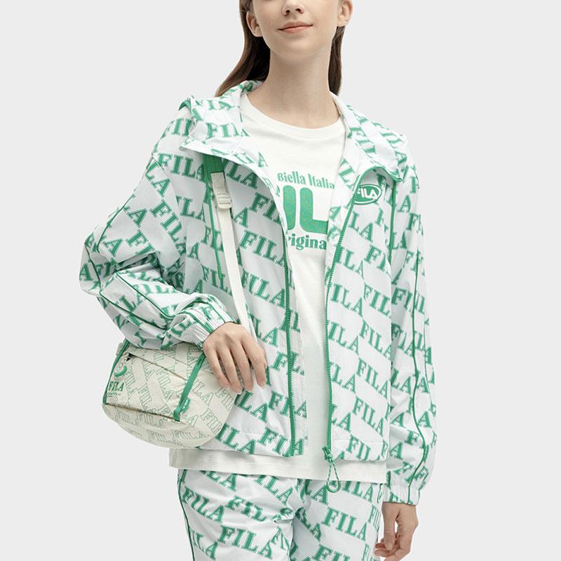Fila Letter Print Hooded Casual Woven Jacket Women Jackets F11W419703F-ZB