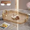 Bandeja de Serviço Baichengdao Light Luxury com Borda Dourada de Plástico PET