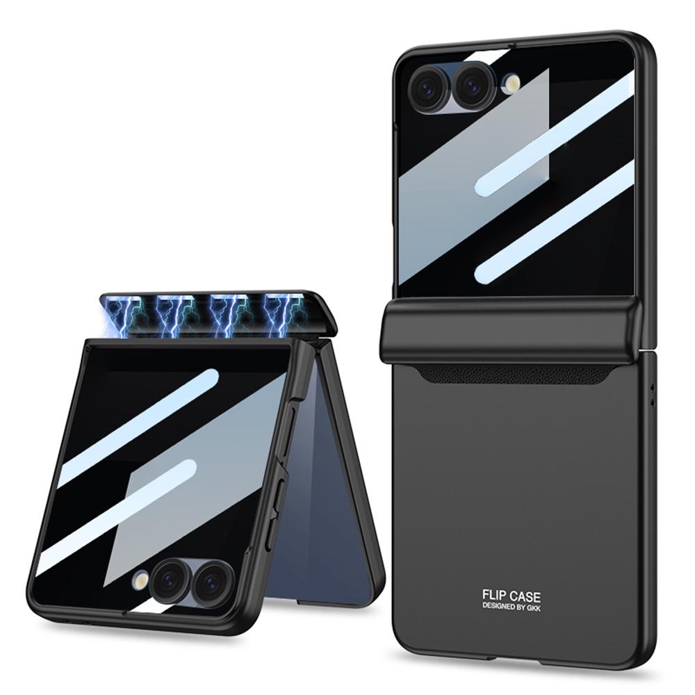 GKK For Samsung Galaxy Z Flip7 5G Case Magnetic Hinge Protection PC Phone Cover with Anti-Spy Tempered Glass Film