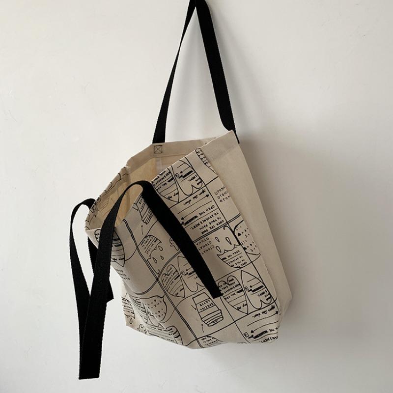 Neue Damen-Canvas-Großtasche im College-Stil mit großer Kapazität