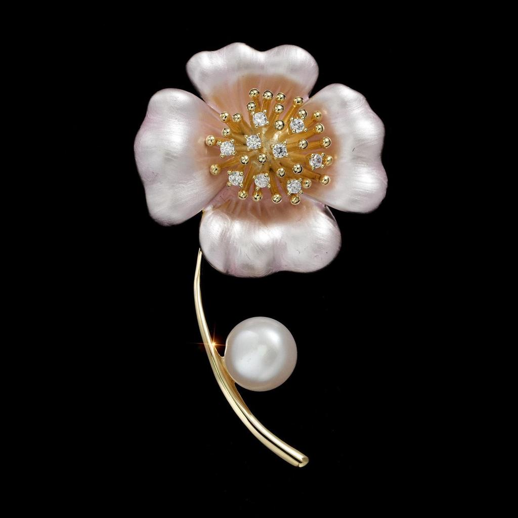 Bo Xin Yun Pink Freshwater Pearl Four-Leaf Clover Brooch
