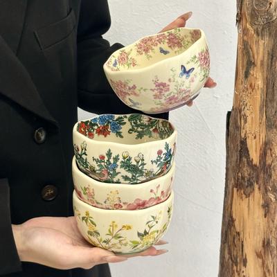 Ins Retro Style Ceramic Rice Bowl 2025 New Home High-value Tableware Set Housewarming New Wedding Gift