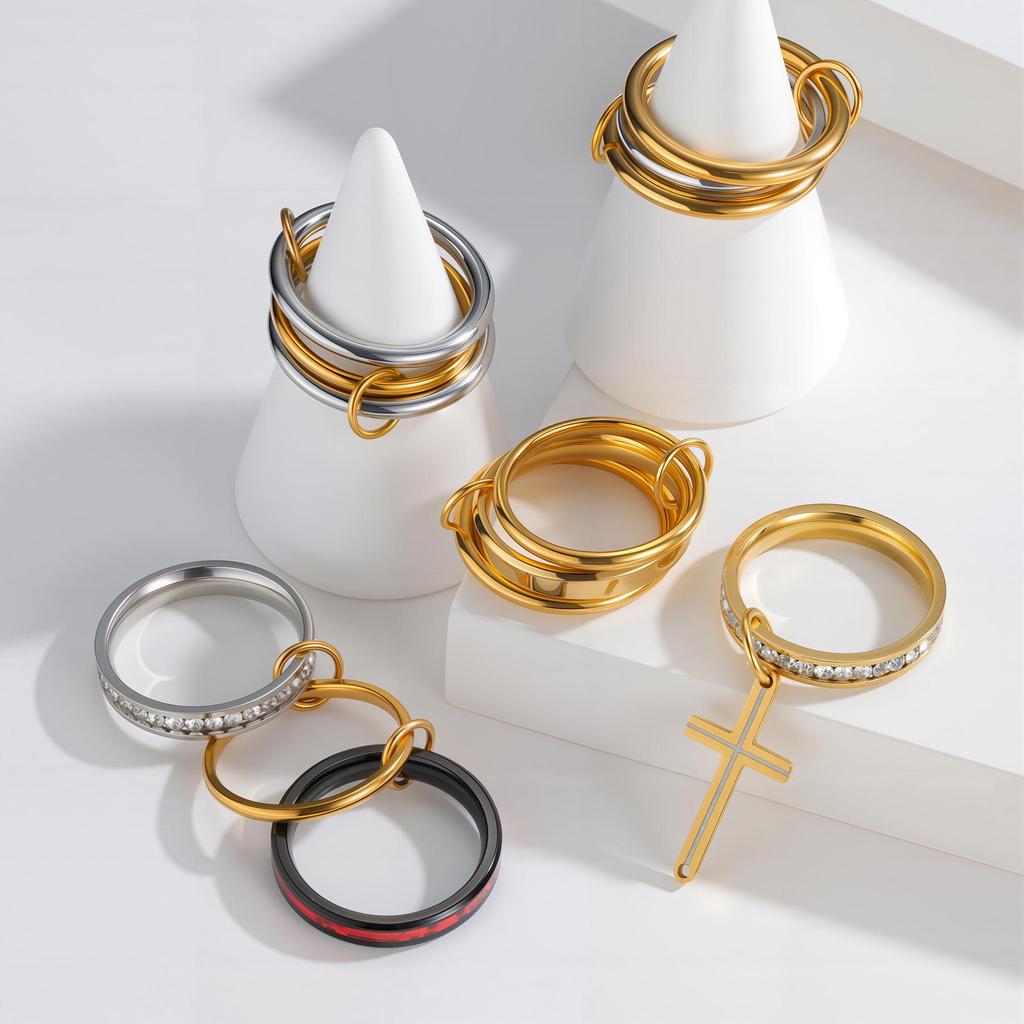European-American Titanium Steel Stackable Finger Ring - Niche Design