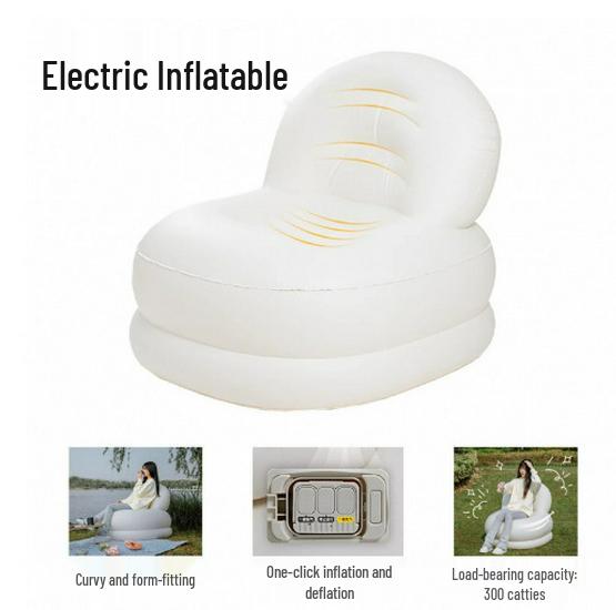 Portable Inflatable Cream Style Sofa - Automatic PVC Single Backrest for Outdoor Leisure