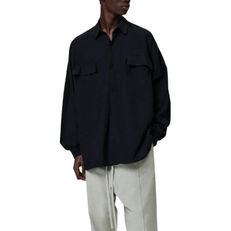 Fear of God Essentials Oversized Two-Pocket Long Sleeve Shirt Black Men 186SP254420F