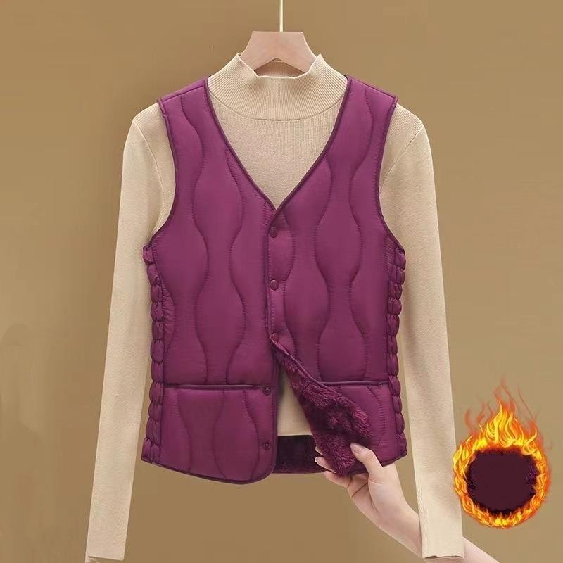 Down Cotton Vest Women's Short Plus Velvet Thickened Large Size Liner Slim Inner Wear Warm Vest