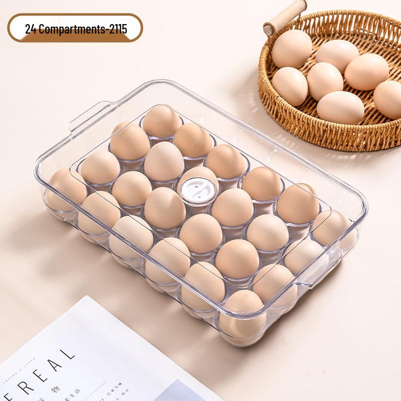 Egg Storage Box with Lid, Food-Grade Plastic, Kitchen Refrigerator Organizer