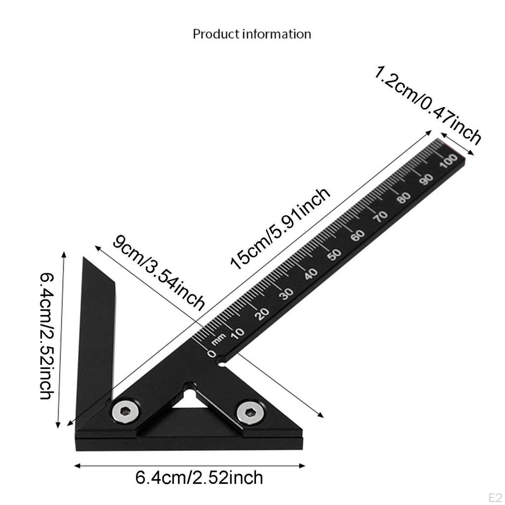 Right Angle Ruler Carpentry Measuring Layout Tool 45 Degree 90 Circle Center Positioning