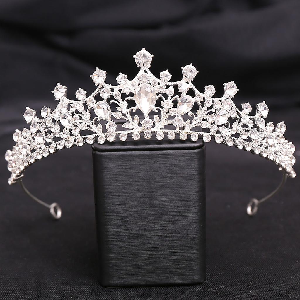 Bridal Wedding Tiara Crown Full Rhinestones Luxurious Style Headpiece for Stage Performance School Ball