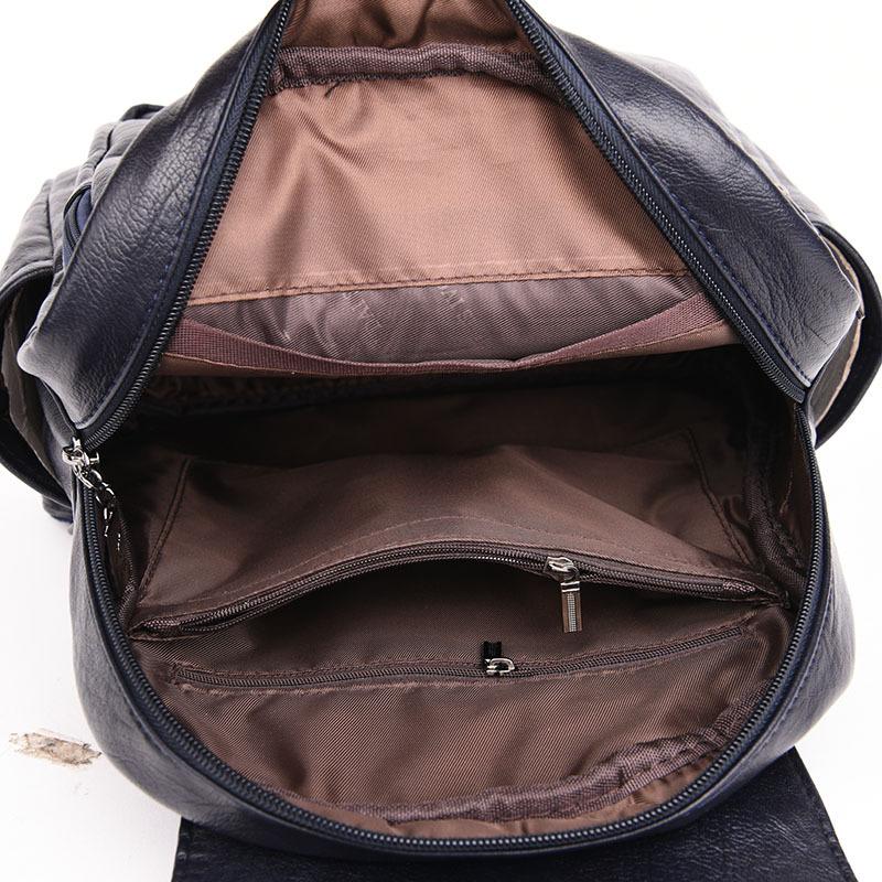 Fashionable Backpack, Large-capacity Soft Leather Student Schoolbag, Outdoor Travel Backpack, Ladies' Bag
