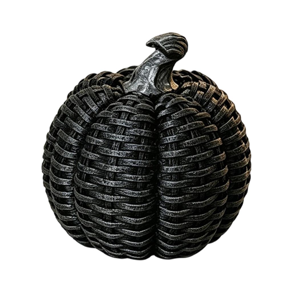 Halloween Faux Wicker Resin Pumpkin Decoration for Tabletop Fireplace Mantel Seasonal Home Accent Indoor Outdoor Display